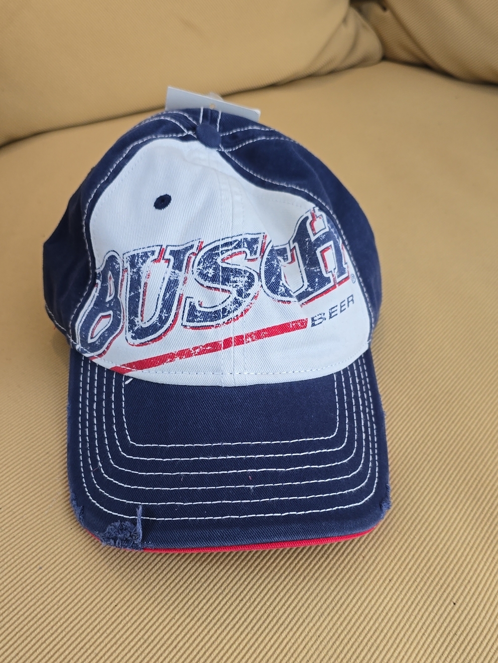 Busch Beer Logo Baseball Cap in Navy and White